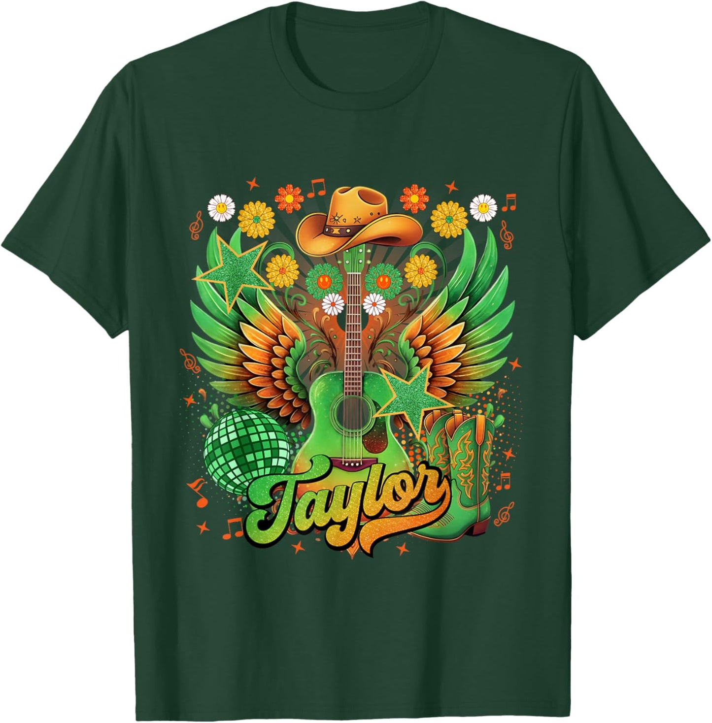 Girl Retro Taylor First Name Personalized Groovy 80's T-Shirt - T-Shirt | Forest