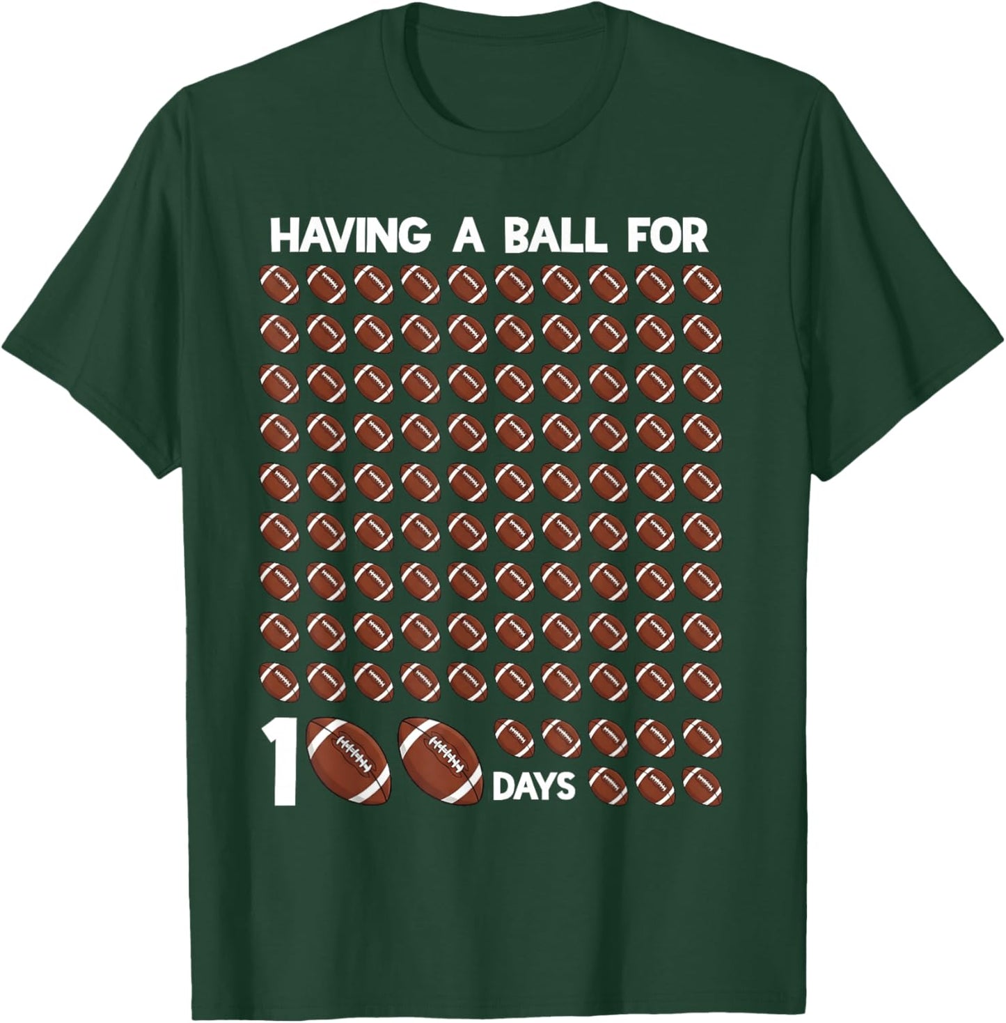 100 Days of School Boys Football 100th Day of School Kids T-Shirt - T-Shirt | Forest