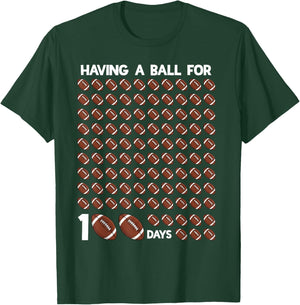 100 Days of School Boys Football 100th Day of School Kids T-Shirt - T-Shirt | Forest