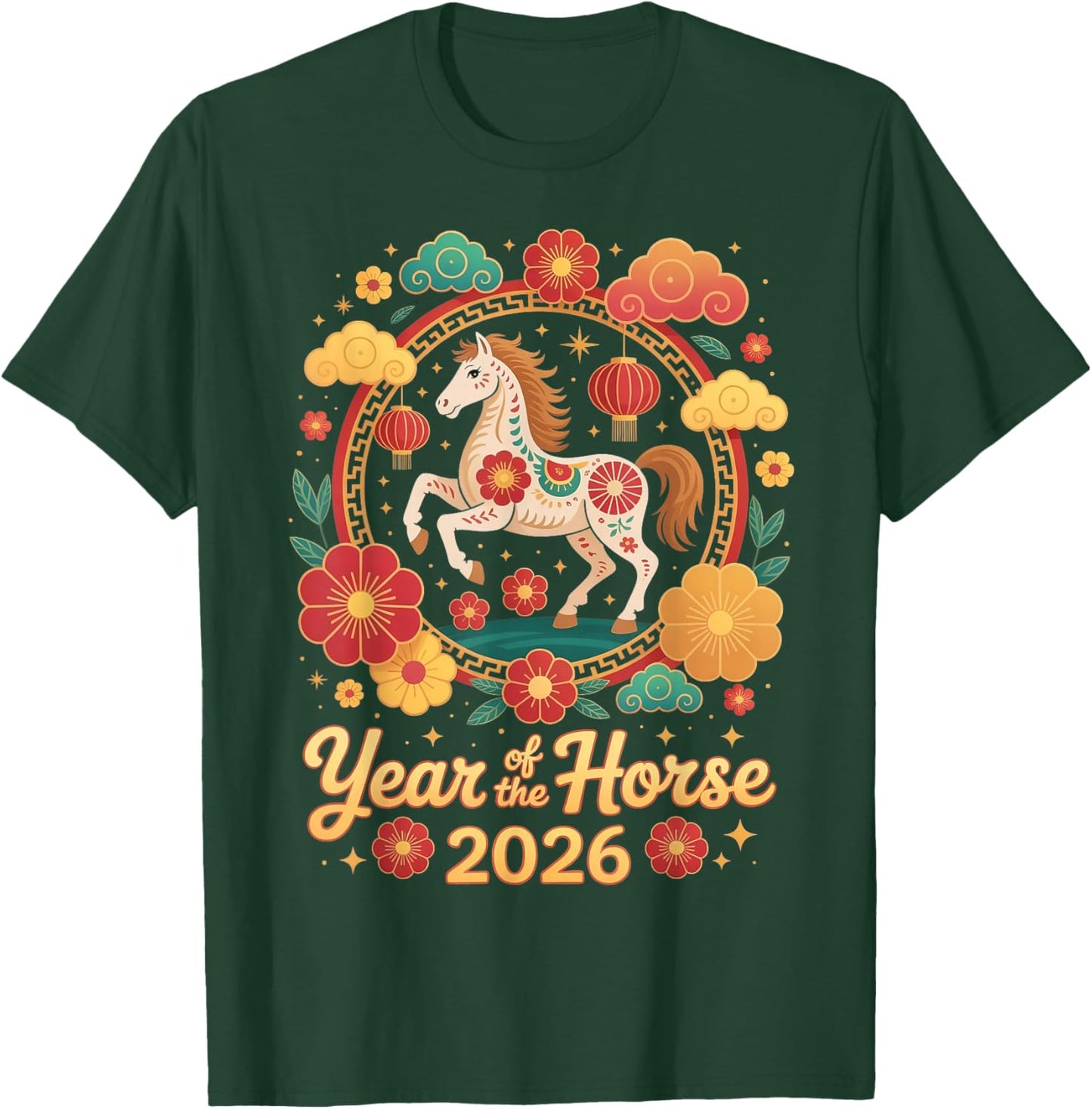 Year of The Horse 2026 Chinese New Year Men Women Kids T-Shirt - T-Shirt | Forest