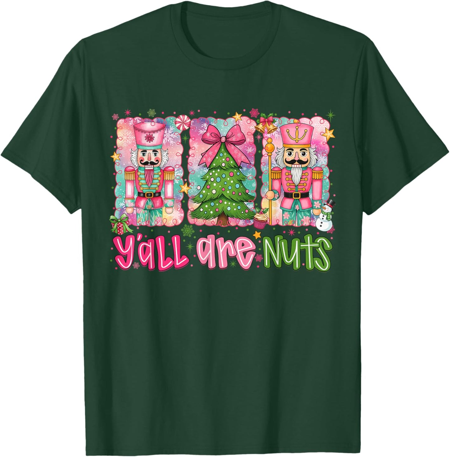 Y'all are Nuts Nutcracker Merry Christmas Funny Xmas Pajamas T-Shirt - T-Shirt | Forest