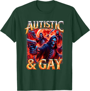 Autistic Gay Skeleton Pride Skeleton Meme B00tleg Identity T-Shirt - T-Shirt | Forest