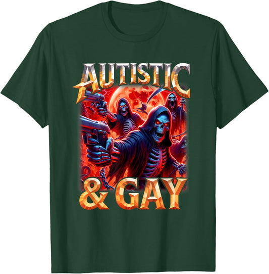 Autistic Gay Skeleton Pride Skeleton Meme B00tleg Identity T-Shirt - T-Shirt | Forest