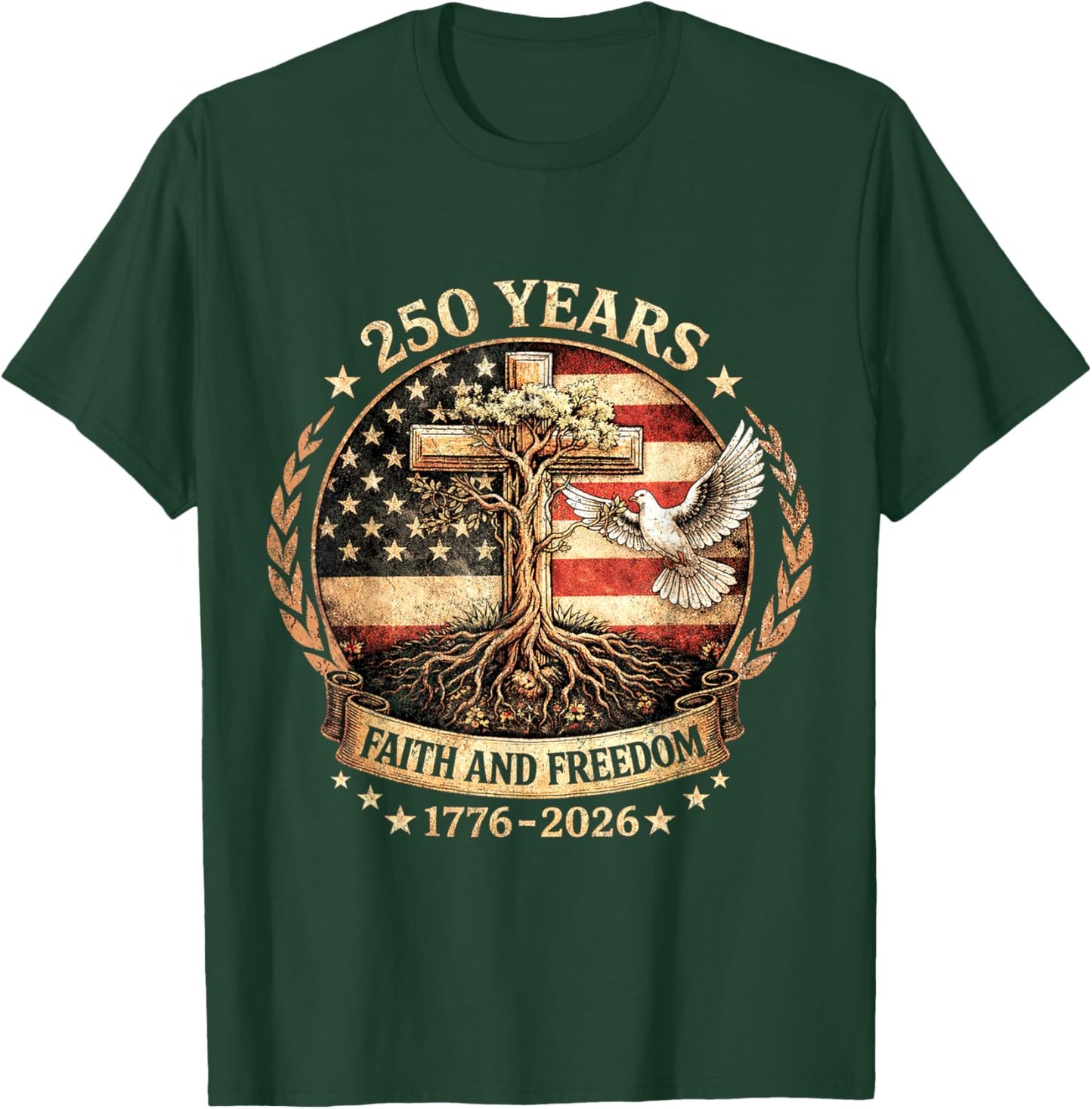 250 Years American 1776 2026 250th USA Birthday 4th of July T-Shirt - T-Shirt | Forest