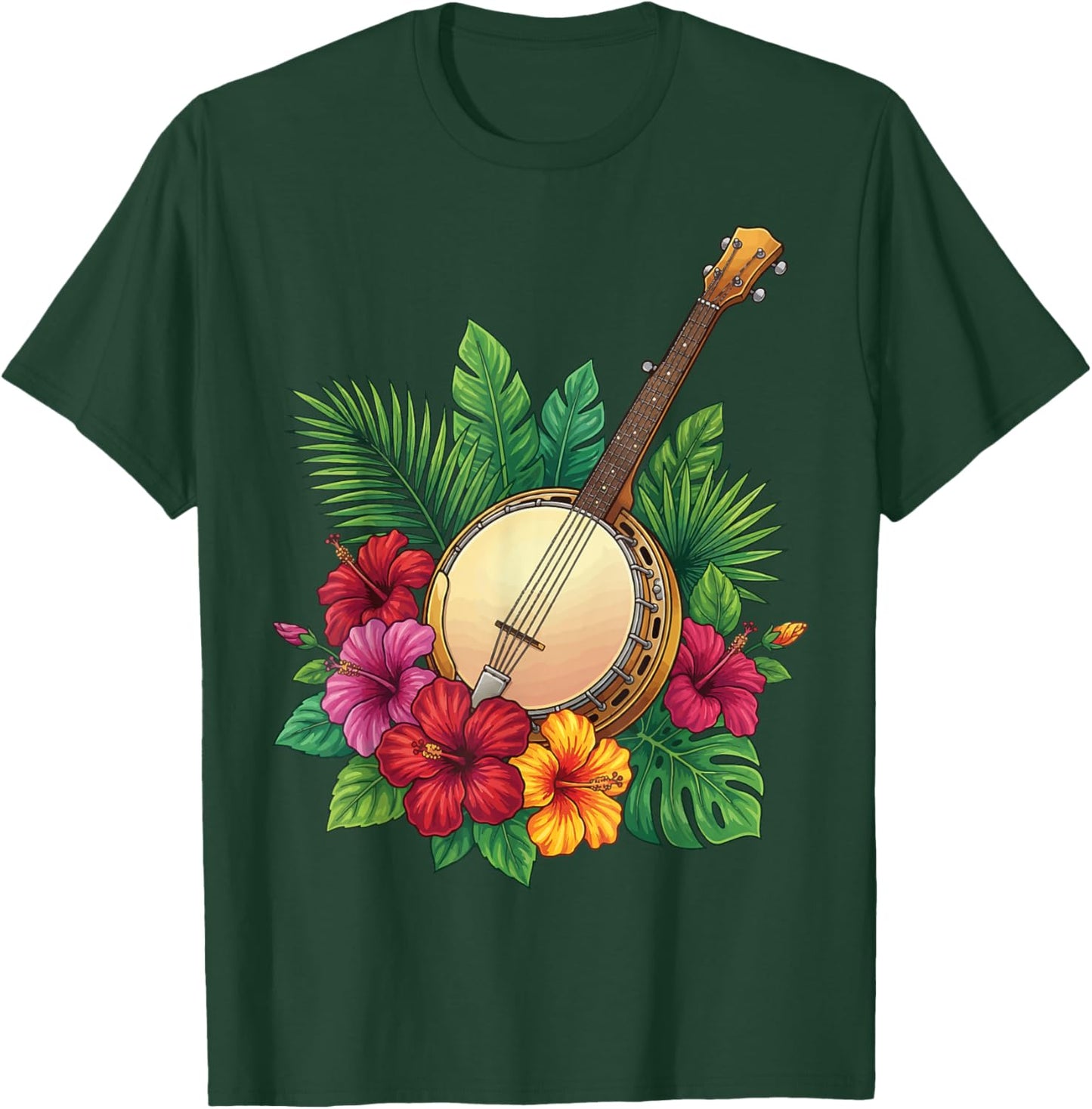 Banjo Flowers T-Shirt - T-Shirt | Forest