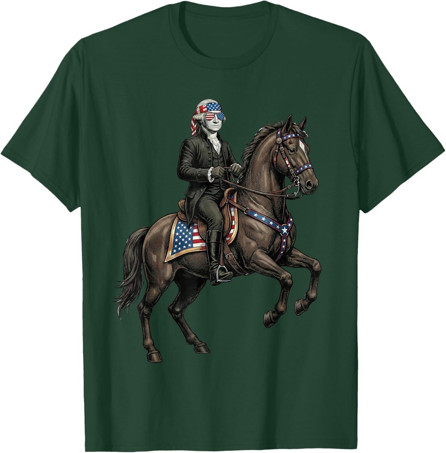 George Washington on Horse Patriotic 4th of July Horse Lover T-Shirt - T-Shirt | Forest