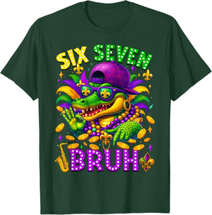 Mardi Gras Six Seven Bruh Mardigator Alligator 6 7 Meme Boy T-Shirt - T-Shirt | Forest