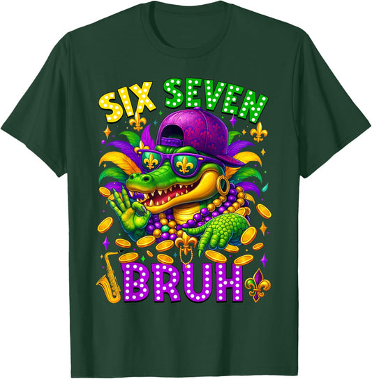 Mardi Gras Six Seven Bruh Mardigator Alligator 6 7 Meme Boy T-Shirt - T-Shirt | Forest