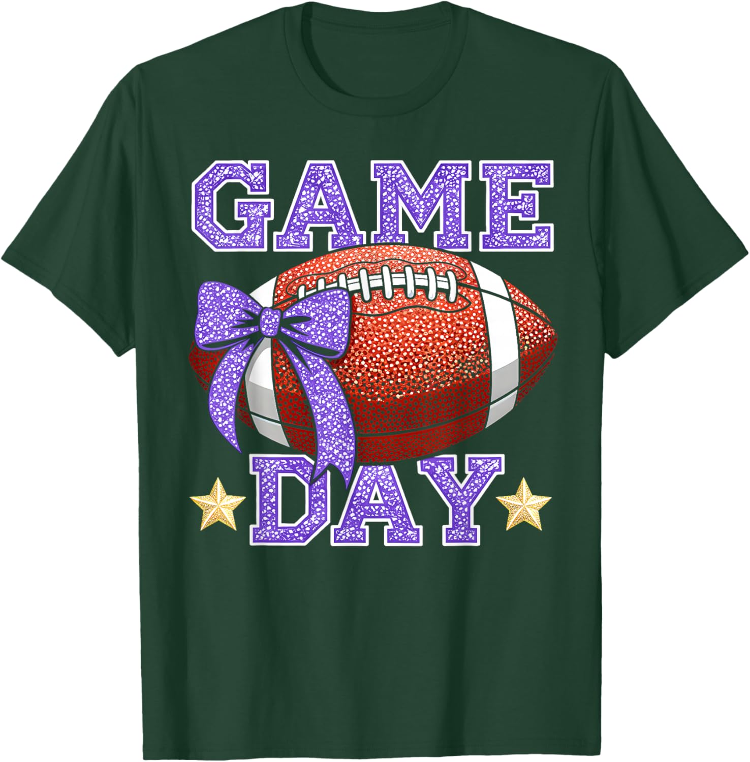 Game Day Football Season Football Mama Mom Purple Gold Vibes T-Shirt - T-Shirt | Forest