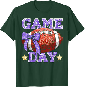 Game Day Football Season Football Mama Mom Purple Gold Vibes T-Shirt - T-Shirt | Forest