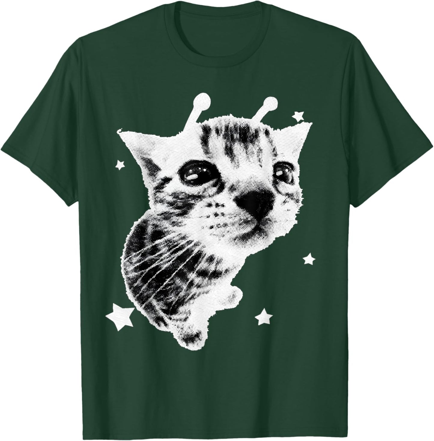 Y2K Alien Cat Meme Retro Silly Cat Vintage Kitty Funny Shirt T-Shirt - T-Shirt | Forest