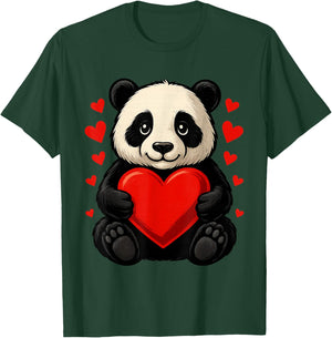 Panda Heart Valentines Day Boys Girls Women Men Bear Lover T-Shirt - T-Shirt | Forest