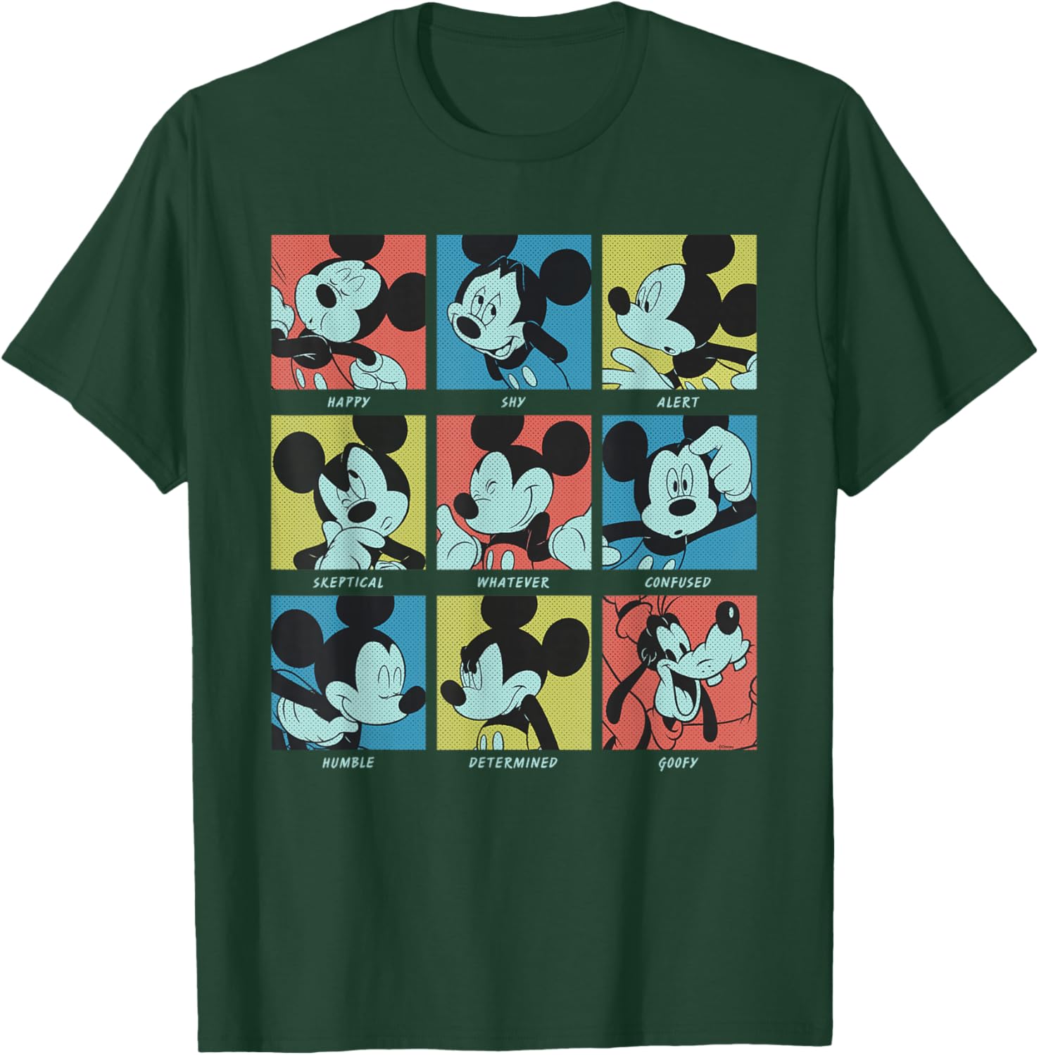Disney Mickey Mouse and Goofy Current Mood Funny Retro Moods T-Shirt - T-Shirt | Forest
