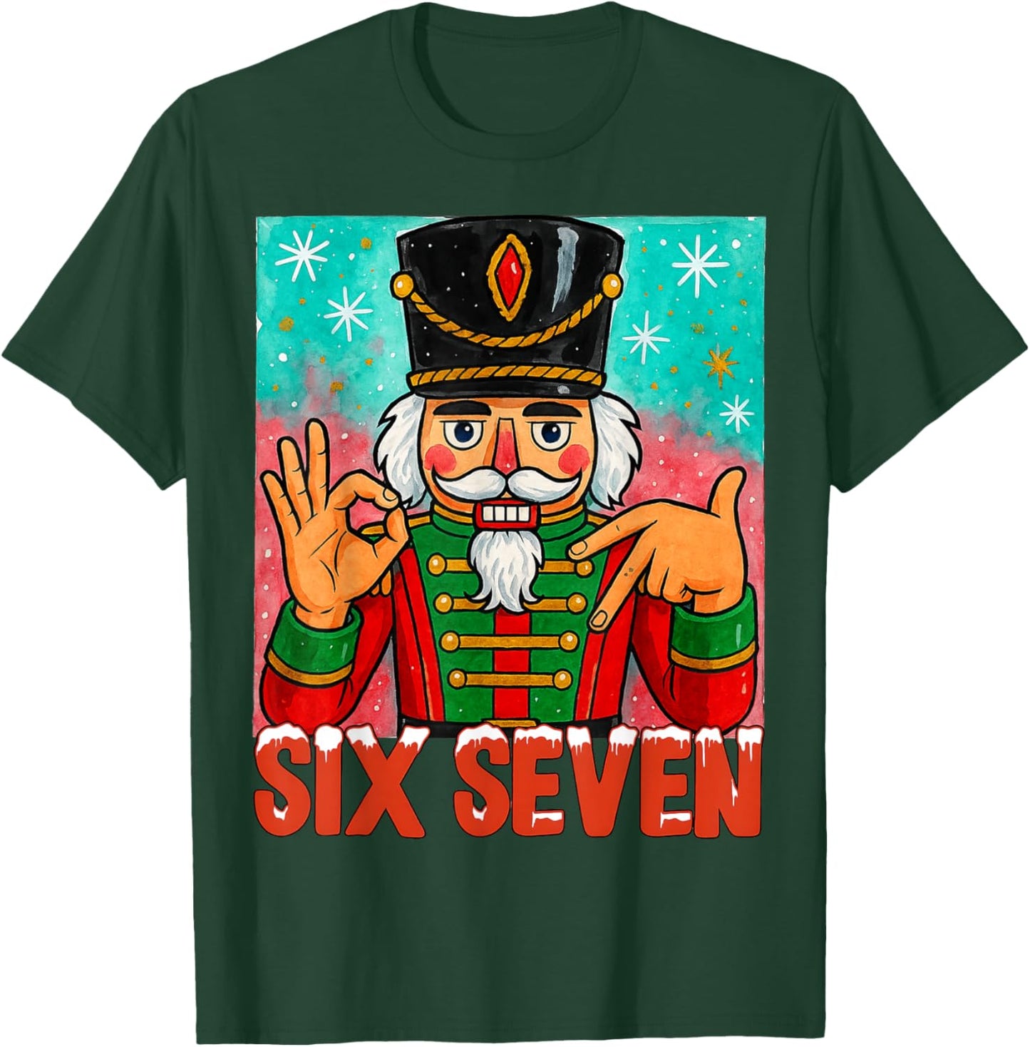 HUGvyn Funny Six Seven Meme Christmas Nutcracker Saying 6 7 T-Shirt - T-Shirt | Forest