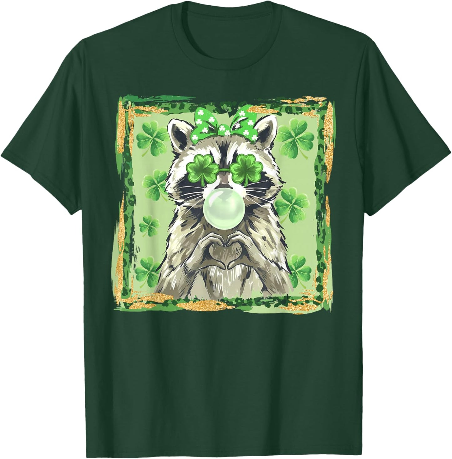 Raccoon Irish Men Women Kids Funny St. Patrick's Day T-Shirt - T-Shirt | Forest