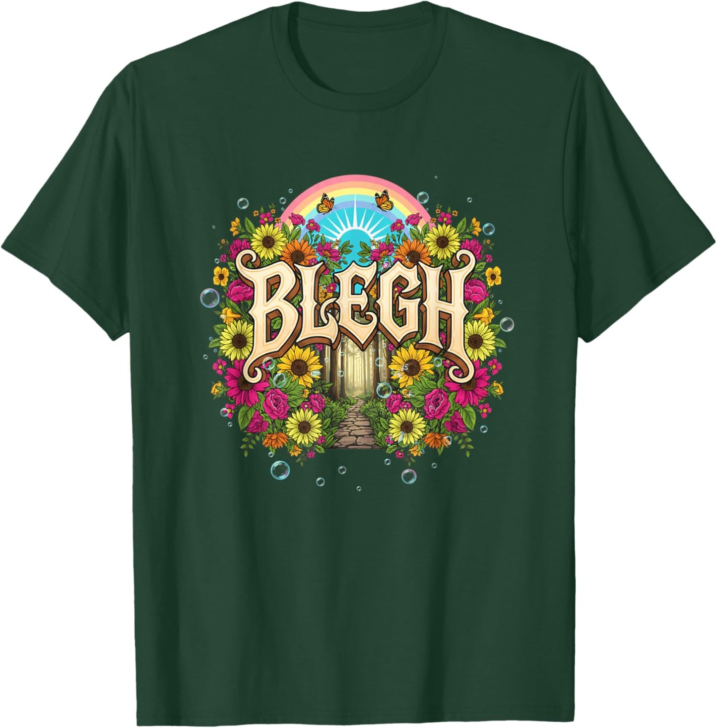 Blegh Floral Gothic Rainbow Sunforest Funny Graphic T-Shirt - T-Shirt | Forest