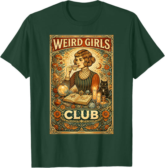 Weird Girls Club Vintage Feminist Gothic Art Introvert T-Shirt - T-Shirt | Forest