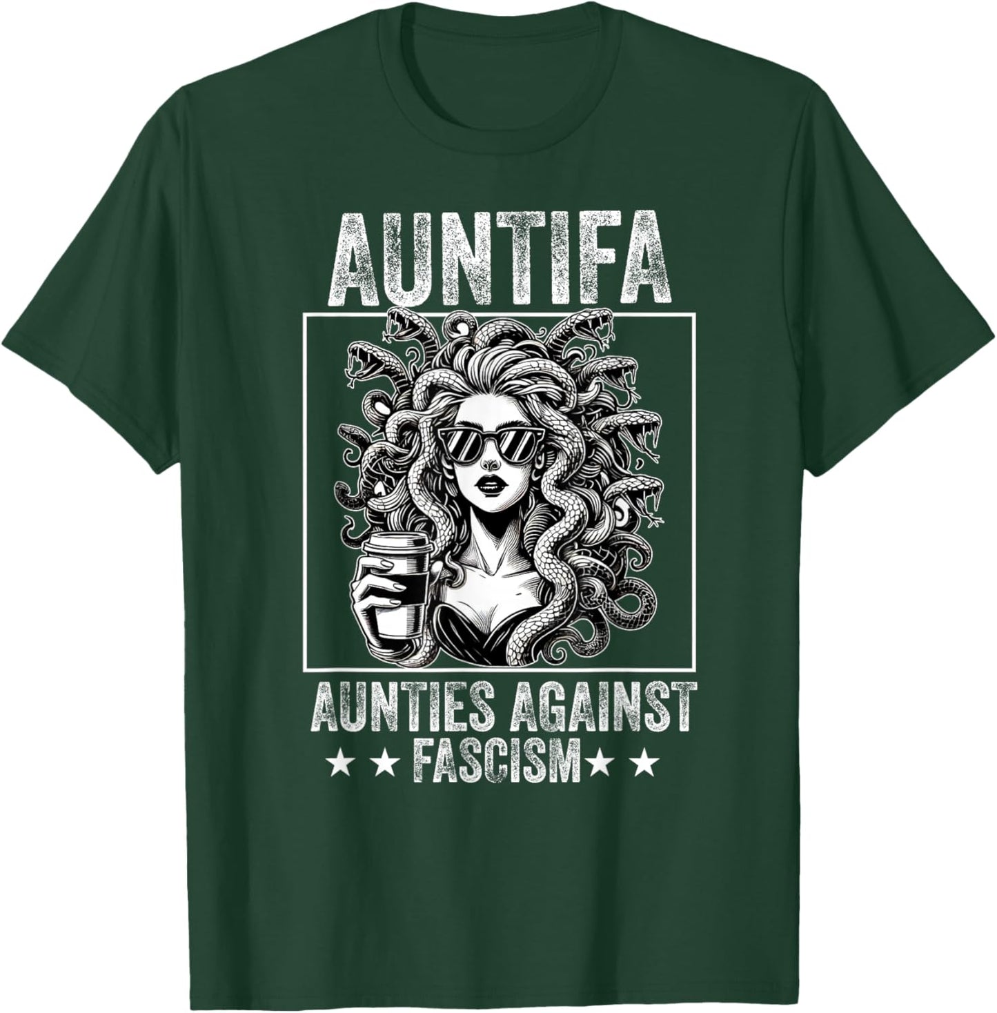 Auntifa Aunties Against Fascism Protest Medusa Feminist T-Shirt - T-Shirt | Forest