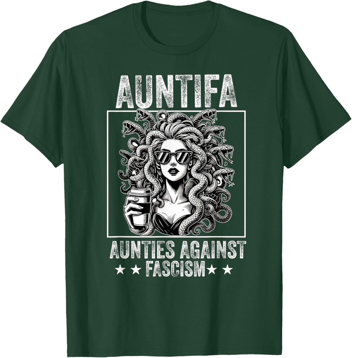 Auntifa Aunties Against Fascism Protest Medusa Feminist T-Shirt - T-Shirt | Forest