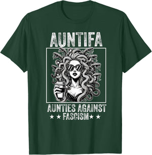 Auntifa Aunties Against Fascism Protest Medusa Feminist T-Shirt - T-Shirt | Forest