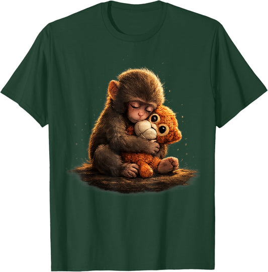 Cute Baby Monkey Punch Viral Zoo Japan Design T-Shirt - T-Shirt | Forest