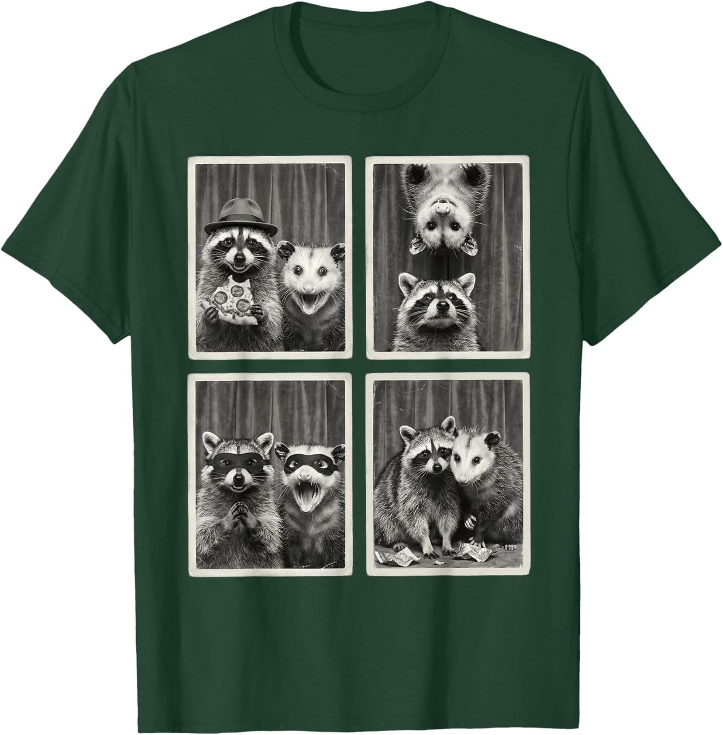 Funny Raccoon Opossum Photobooth Selfie Photo Animal Lovers T-Shirt - T-Shirt | Forest