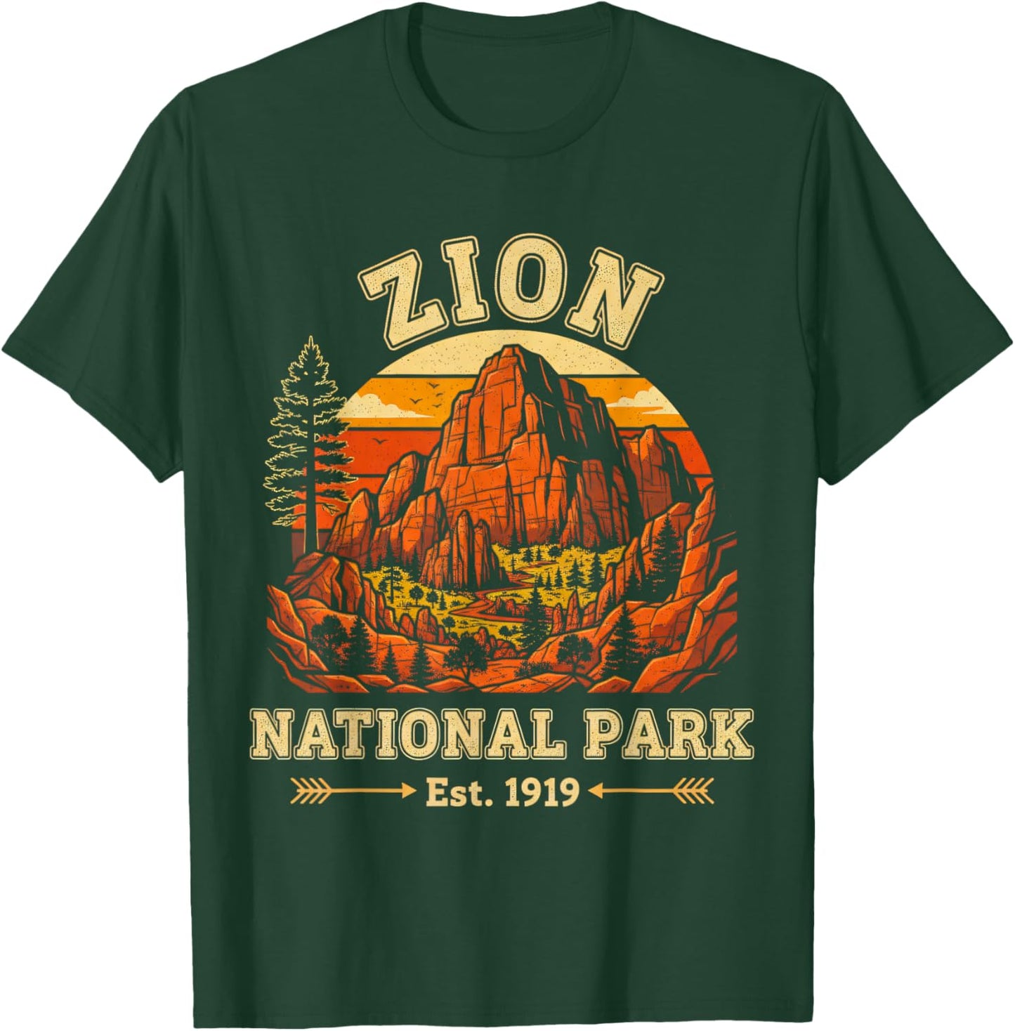 Zion National Park Utah USA Outdoor Vintage Men Women T-Shirt - T-Shirt | Forest