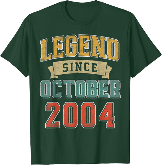Legend October 2004 21st Birthday Men Women 21 Year Old T-Shirt - T-Shirt | Forest