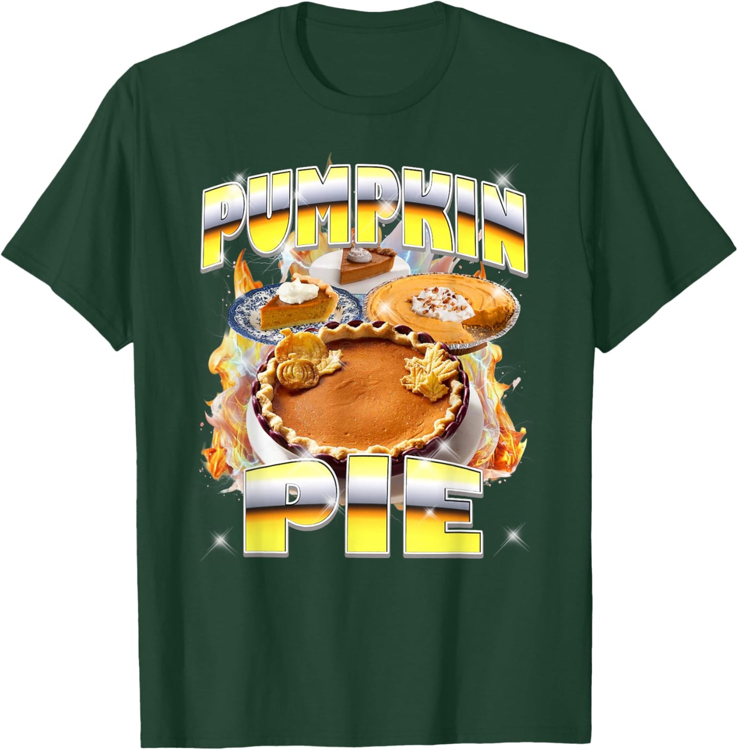 Thanksgiving Pumpkin Pie Bootleg 90's Rap Rock Vintage Funny T-Shirt - T-Shirt | Forest