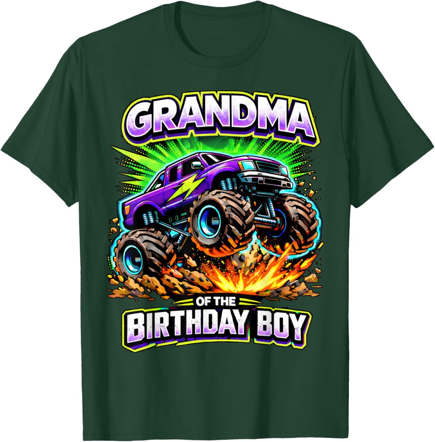 Grandma of The Birthday Boy Monster Truck Birthday Party T-Shirt - T-Shirt | Forest