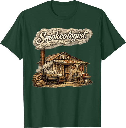 Smokeologist BBQ Meat Grill Smoker Pitmaster Humor Vintage T-Shirt - T-Shirt | Forest
