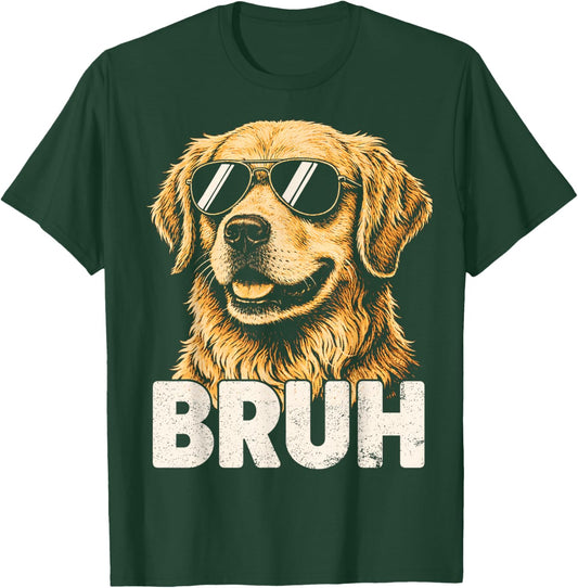 Bruh Golden Retriever Youth Boys Teen Cute Dog Meme T-Shirt - T-Shirt | Forest