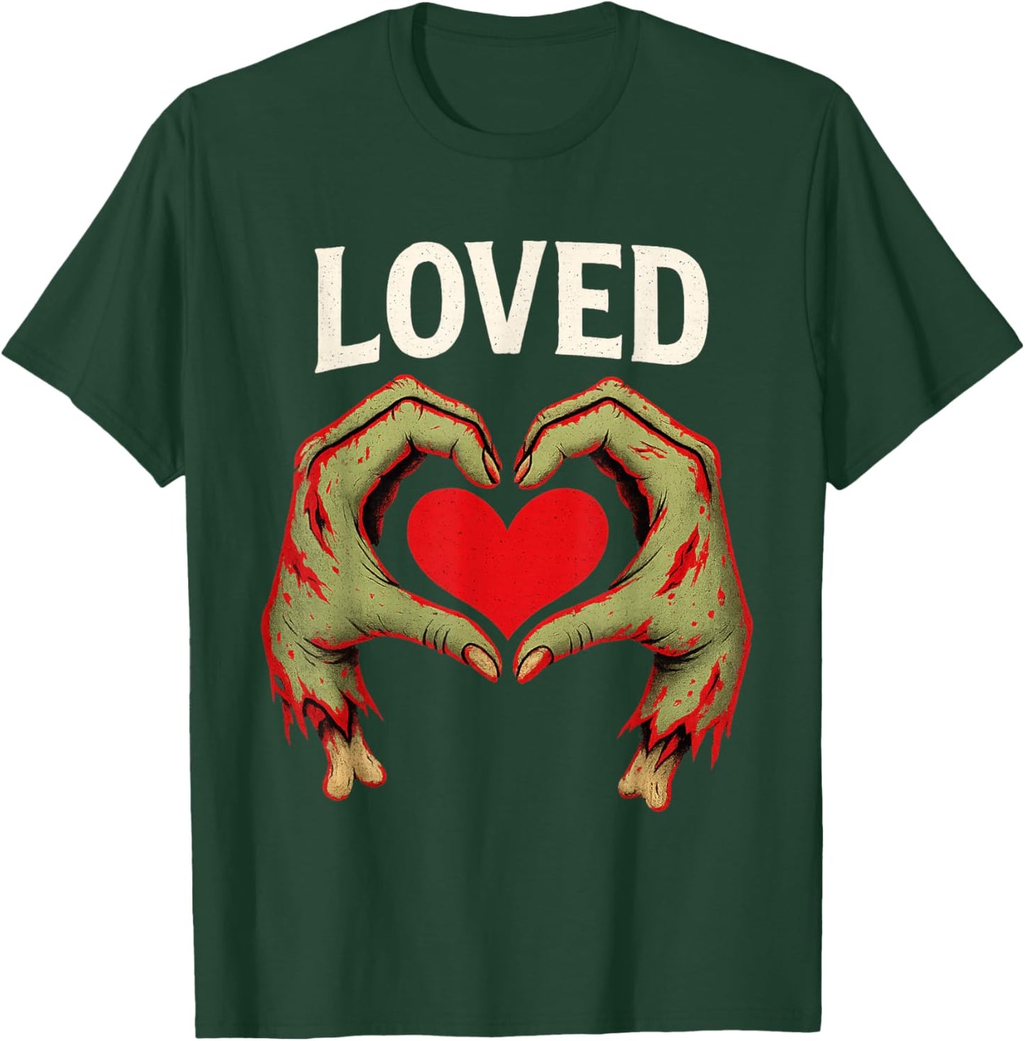 Loved Creepy Monster Hands Heart Pastel Goth Valentines Day T-Shirt - T-Shirt | Forest