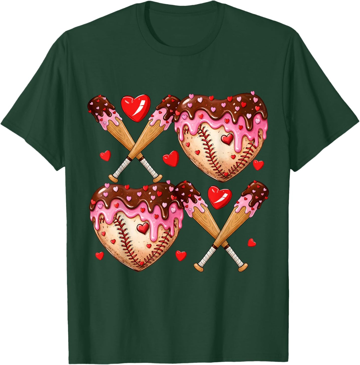 Valentines Day Drip Heart Baseball XOXO Boys Kids Men Sport T-Shirt - T-Shirt | Forest