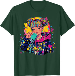 Y2K Decora Aesthetic Kawaii Anime Girl Japanese Streetwear T-Shirt - T-Shirt | Forest