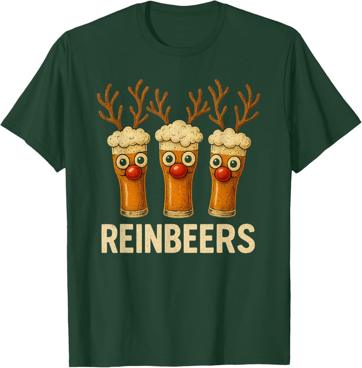 Reinbeers Funny Reindeer Beer Christmas Drinking Xmas T-Shirt - T-Shirt | Forest