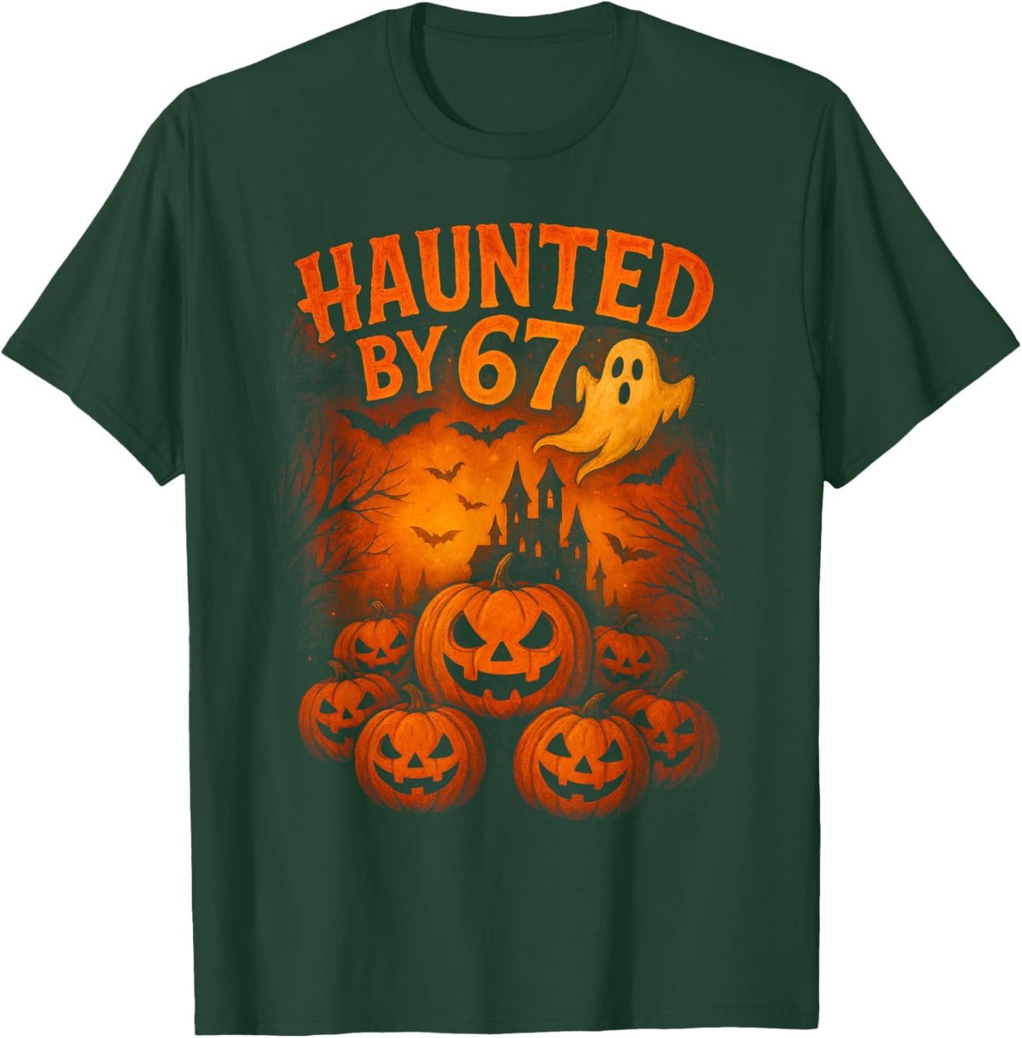 67 Meme Trendy Ghost Halloween Funny Six Seven Gen Alpha Z T-Shirt - T-Shirt | Forest