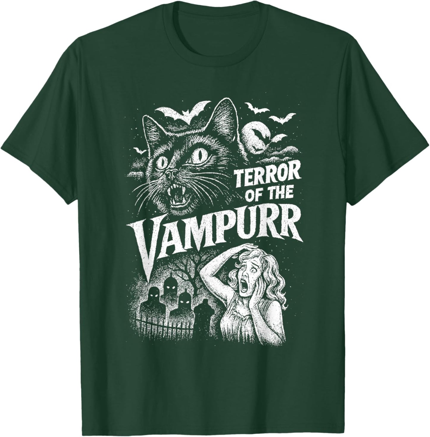 Terror of The Vampurr Halloween Cat Vintage Movie Spooky T-Shirt - T-Shirt | Forest