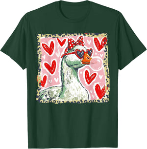 Valentine Geese Funny Love Hearts Heart Sunglasses Bubblegum T-Shirt - T-Shirt | Forest