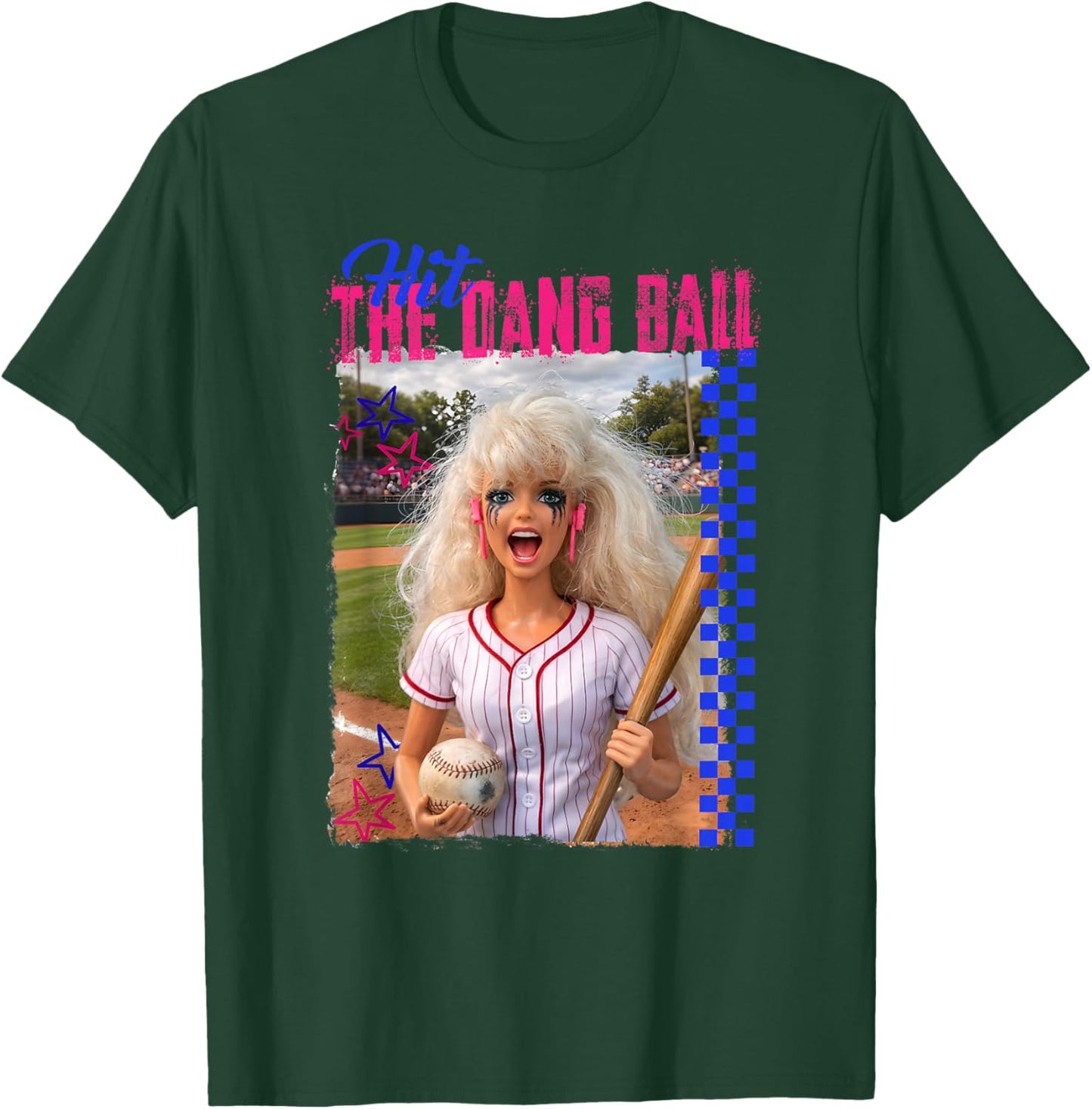Hit The Dang Ball Baseball Mom Gameday Funny Doll Face Meme T-Shirt - T-Shirt | Forest