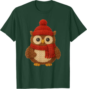 Cute Christmas Owl Winter Snow T-Shirt - T-Shirt | Forest