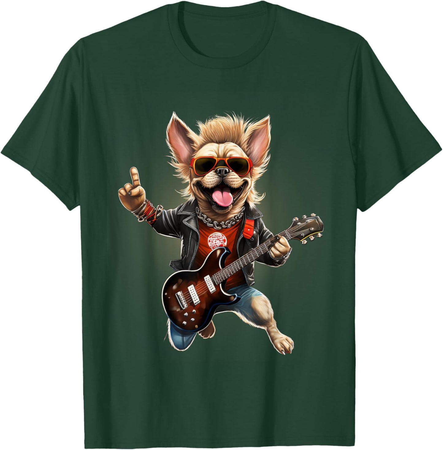 Vintage Punk Guitar French Bulldog T-Shirt - T-Shirt | Forest