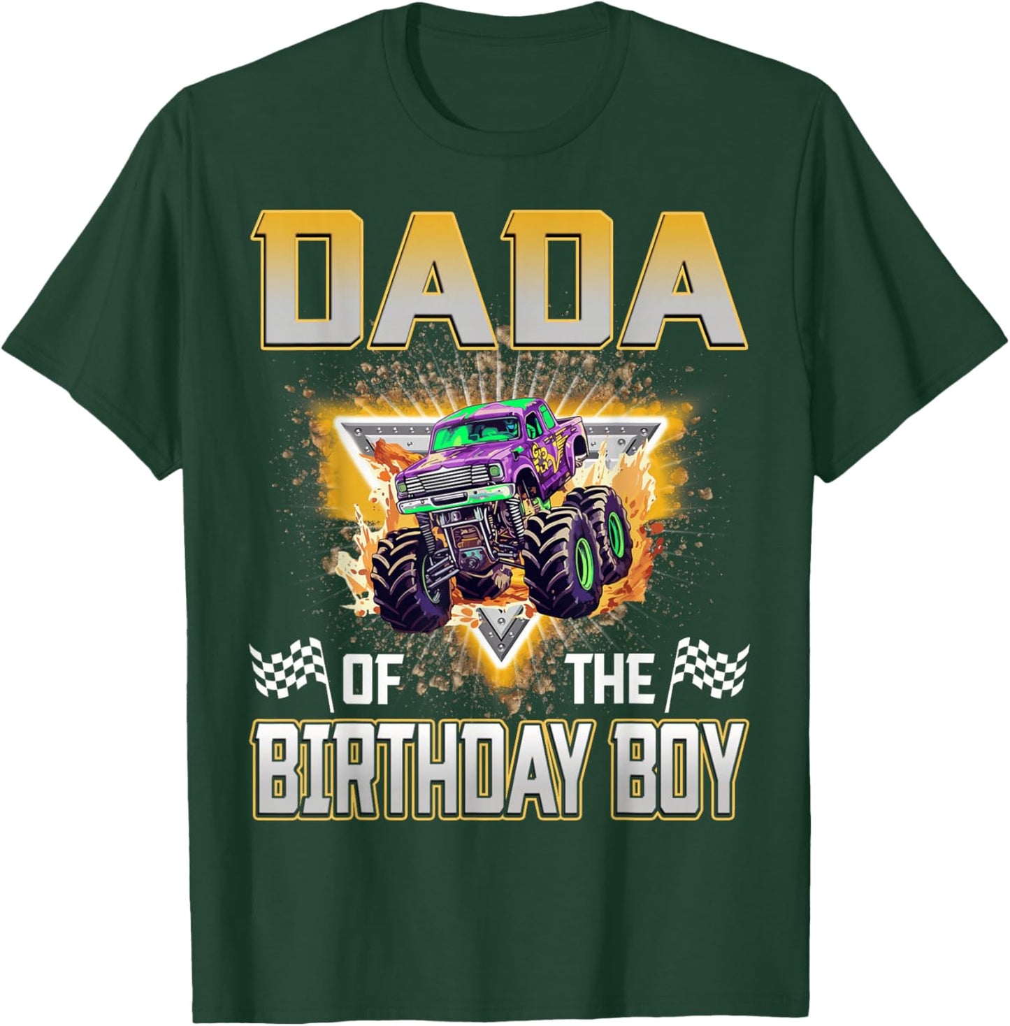 Dada of The Birthday Boy Monster Truck Birthday Family T-Shirt - T-Shirt | Forest