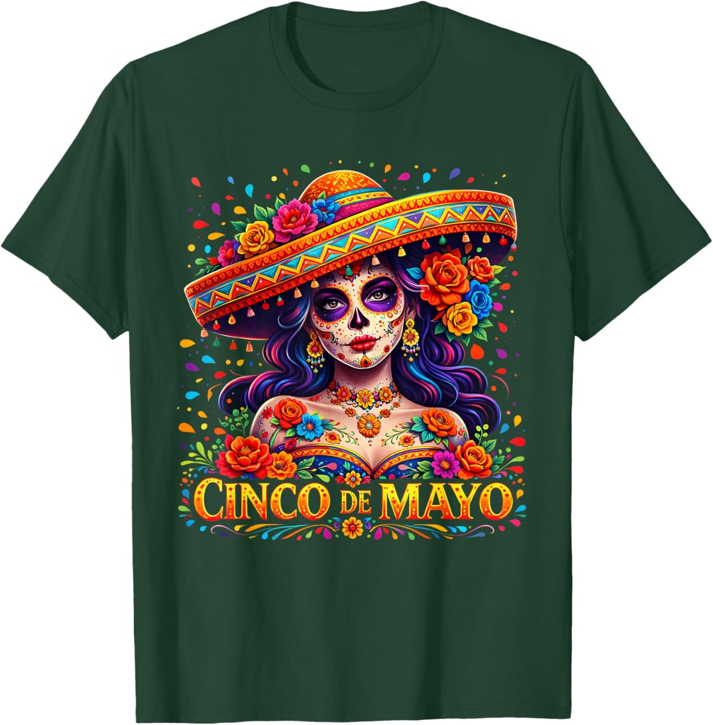 Cinco De Mayo Sugar Skull Girl Mexican Fiesta 5 Mayo Women T-Shirt - T-Shirt | Forest