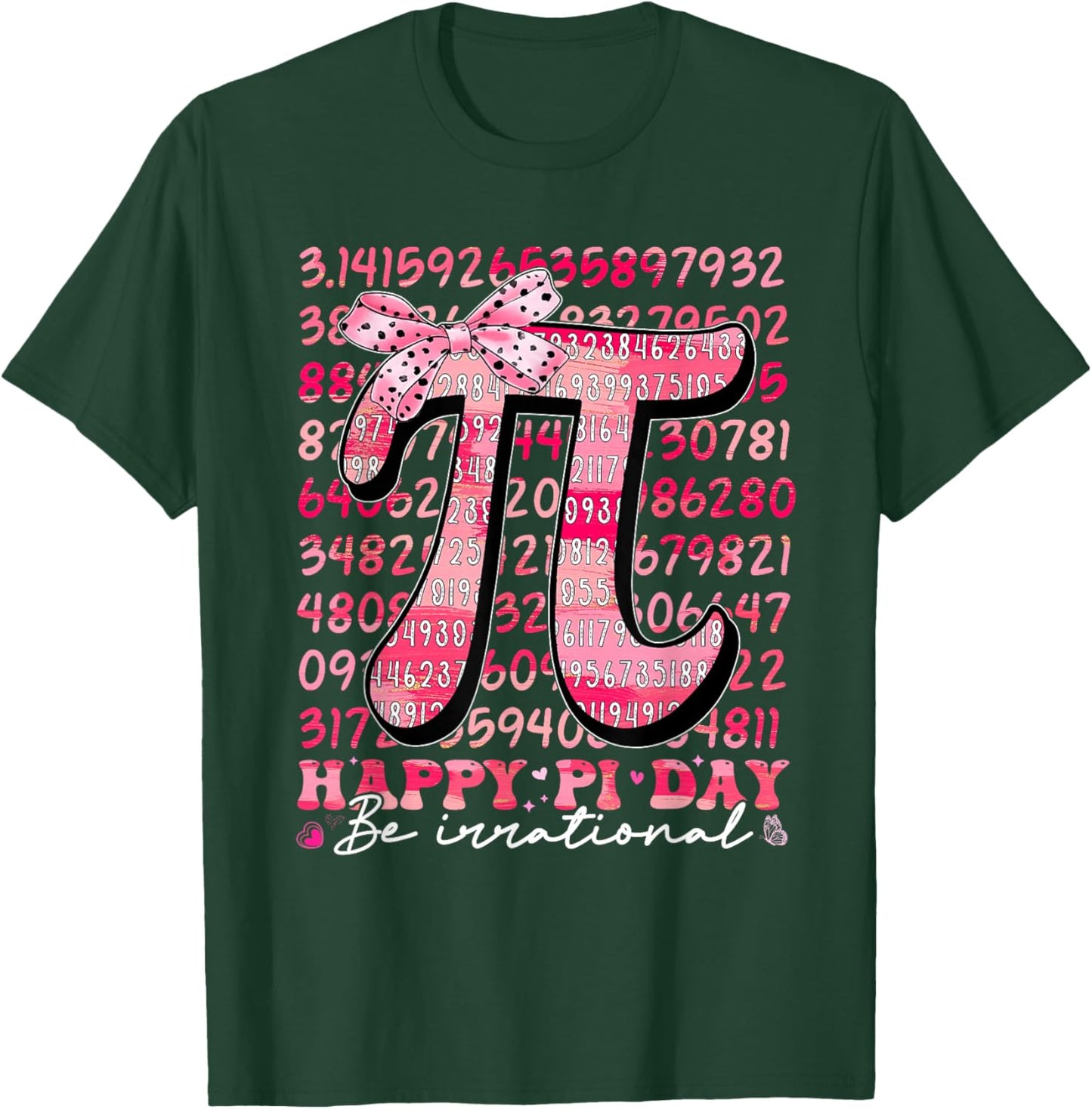 Happy Pi Day Be Irrational Pink Bow Girl Kid Math Teacher T-Shirt - T-Shirt | Forest