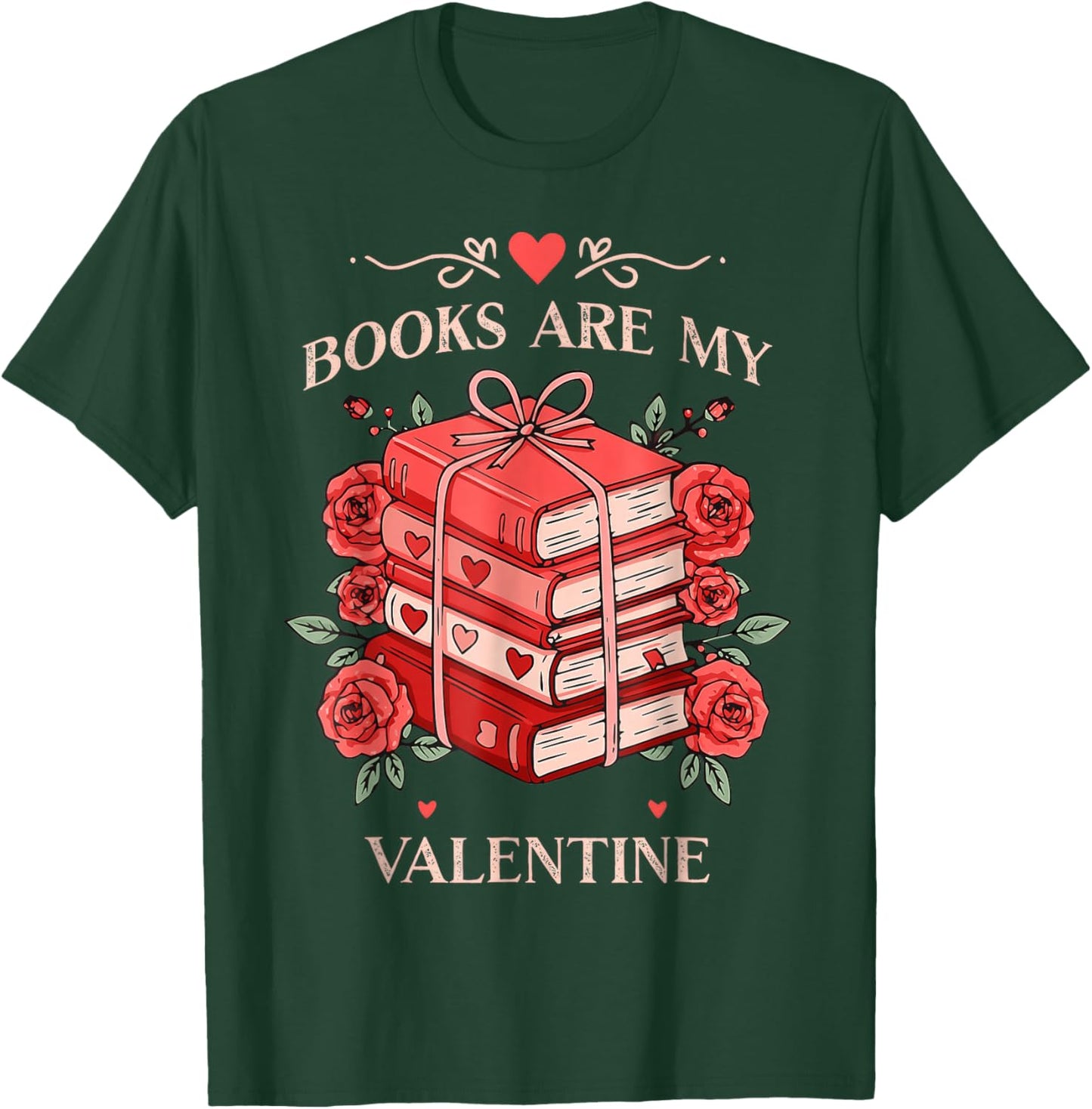 Books are My Valentine Book Lover Heart Matching Party T-Shirt - T-Shirt | Forest