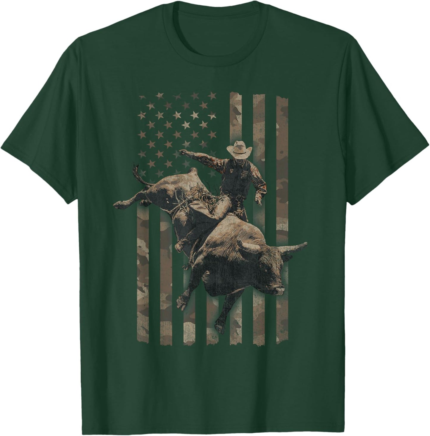 Western Rodeo American Flag T-Shirt - T-Shirt | Forest