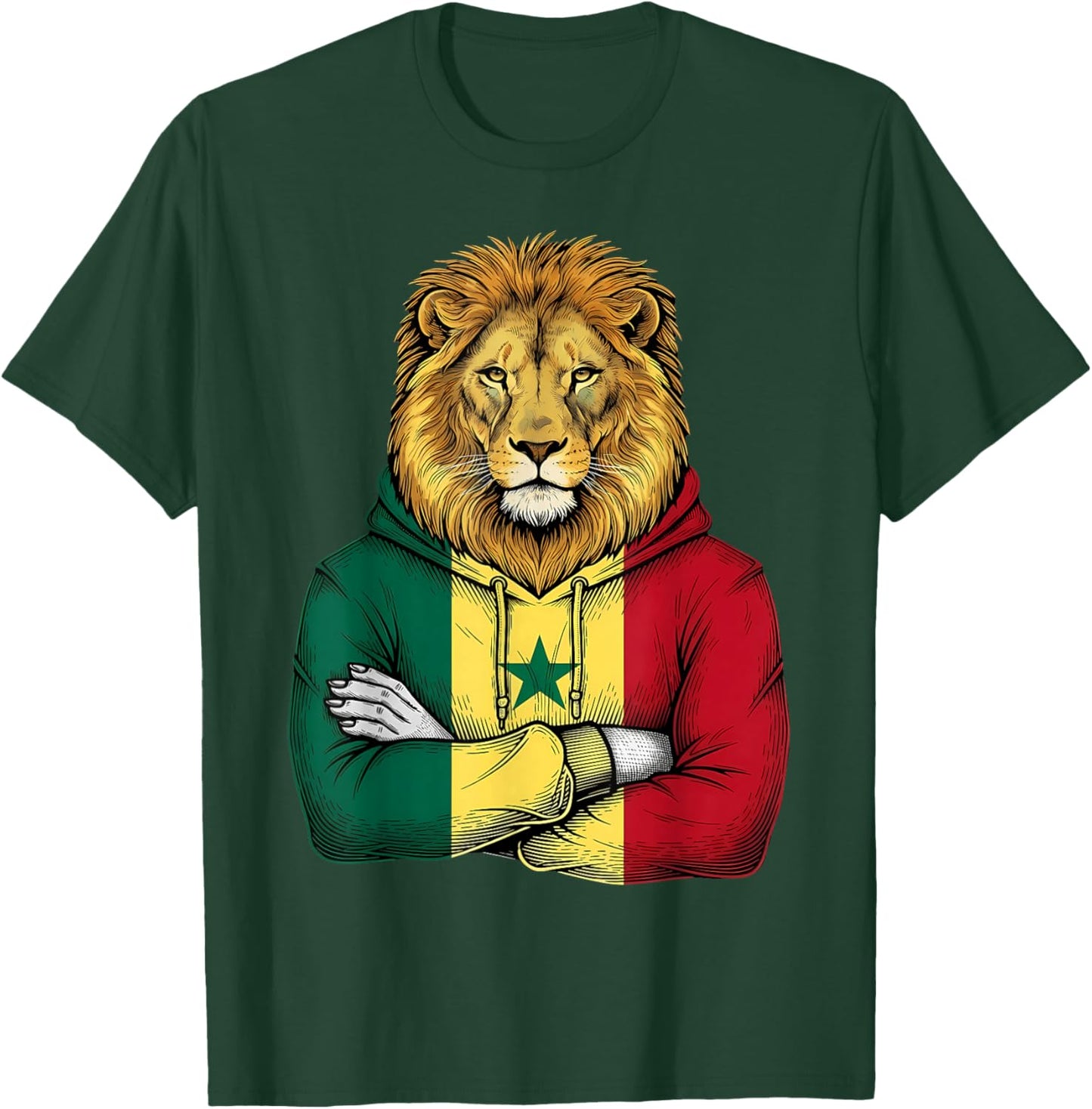 Senegal Flag Lion Senegalese Roots T-Shirt - T-Shirt | Forest