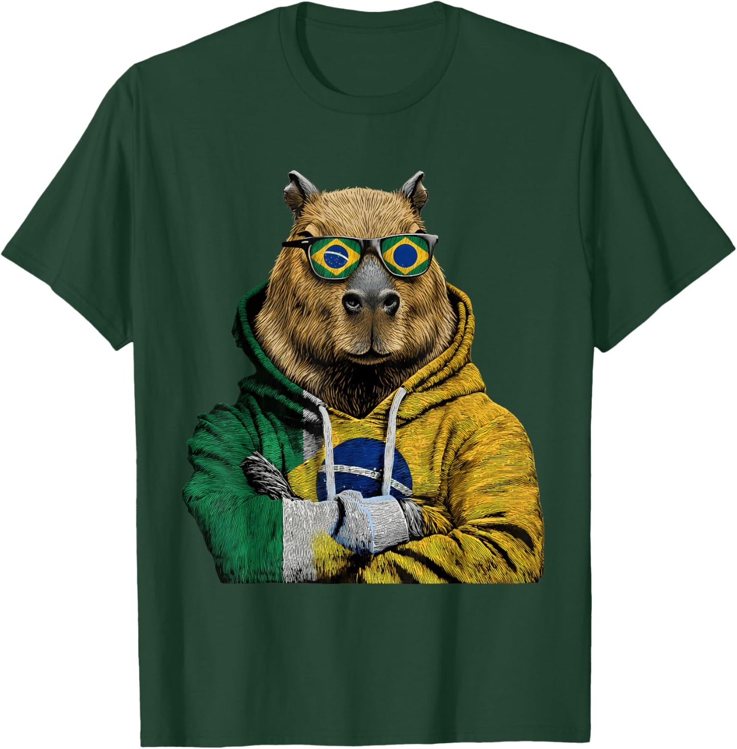 Brasil Flag Capybara Brazilian Pride Brasilian Roots Brazil T-Shirt - T-Shirt | Forest
