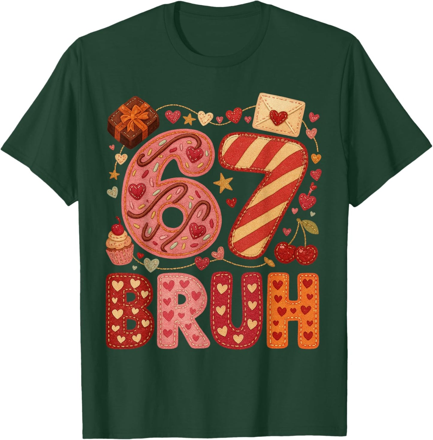 Six Seven Bruh Valentine Heart 67 Cute Kids Meme Boys Girls T-Shirt - T-Shirt | Forest